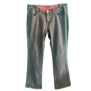 Pepe Jeans London Gray and Pink Y2K Bootcut Jeans Embroidered Pockets 34